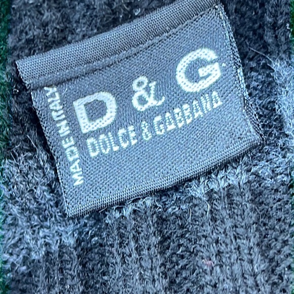 D&G SNAP Dolce and Gabbana ribbed turtleneck wool blend sweater grey and black - Picture 7 of 12